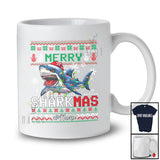 Personalized Custom Name Merry Sharkmas; Humorous Christmas Sweater Shark Santa Reindeer T-Shirt