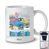 Personalized Custom Name Happy Hanukkah; Lovely Chanukah Lights Pickup Truck Flamingo T-Shirt