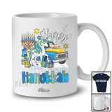 Personalized Custom Name Happy Hanukkah; Lovely Chanukah Lights Pickup Truck Unicorn T-Shirt