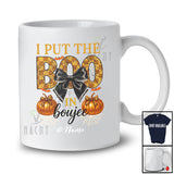 Personalized Custom Name I Put The Boo In Boujee; Lovely Halloween Bow Tie Pumpkin Ghost T-Shirt
