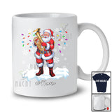 Personalized Custom Name Santa Playing Tuba; Cheerful Christmas Light Musical Instrument Player T-Shirt