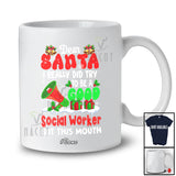 Personalized Custom Name Santa I Did Try Be A Good Social Worker; Proud Christmas Jobs Family T-Shirt