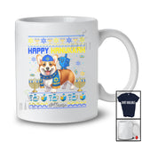 Personalized Custom Name Happy Hanukkah; Lovely Sweater Dreidel On Corgi Owner Lover T-Shirt