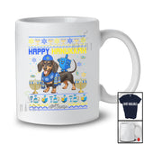 Personalized Custom Name Happy Hanukkah; Lovely Sweater Dreidel On Dachshund Owner T-Shirt
