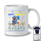 Personalized Custom Name Happy Hanukkah; Lovely Sweater Dreidel On Pug Owner Lover T-Shirt