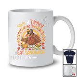 Personalized Custom Name Save A Turkey Eat Sandwich; Lovely Thanksgiving Leopard Rainbow Food T-Shirt