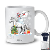 Personalized Custom Name Dabbing Snowman Riding Horse; Cheerful Christmas Snow Farmer T-Shirt