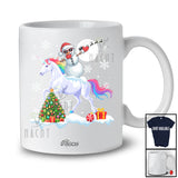 Personalized Custom Name Dabbing Snowman Riding Unicorn; Cheerful Christmas Snow Animal T-Shirt