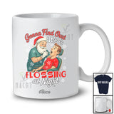 Personalized Custom Name Who's Flossing; Humorous Christmas Santa Dental Dentist Hygienist T-Shirt