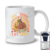 Personalized Custom Name Save A Turkey Eat Taco; Lovely Thanksgiving Leopard Rainbow Food T-Shirt