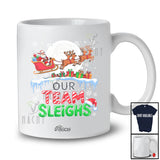 Personalized Custom Name Our Team Sleighs; Amusing Christmas Moon Santa Sleigh Reindeer T-Shirt