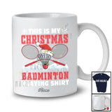 Personalized Custom Name My Christmas Badminton Playing Shirt; Joyful Sport Player Santa T-Shirt