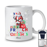 Personalized Custom Name Merry French Christmas; Lovely Santa French Flag Snow; Family T-Shirt