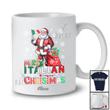 Personalized Custom Name Merry Italian Christmas; Lovely Santa Italian Flag Snow; Family T-Shirt