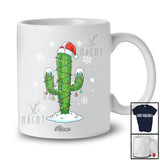 Personalized Custom Name Santa Cactus; Humorous Christmas Lights Tree Cactus X-mas T-Shirt