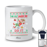 Personalized Custom Name Elf Made Me Do It; Joyful Christmas Lights Sweater Elf Hanging T-Shirt