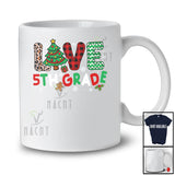 Personalized LOVE 5th Grade; Merry Christmas Tree Plaid; Custom Name Student Teacher T-Shirt