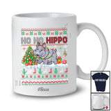 Personalized Custom Name Ho2 Hippo; Lovely Christmas Sweater Lights Hippo Reindeer T-Shirt