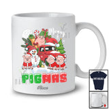Personalized Custom Name Merry Pigmas; Lovely Christmas Santa Pig Snowman On Pickup Truck T-Shirt