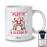 Personalized Custom Name Play It Sleigh It; Joyful Christmas Sweater Santa Drum Player T-Shirt