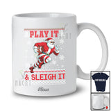 Personalized Custom Name Play It Sleigh It; Joyful Christmas Sweater Santa Football Player T-Shirt