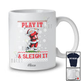 Personalized Custom Name Play It Sleigh It; Joyful Christmas Sweater Santa Golf Player T-Shirt