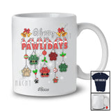 Personalized Custom Name Happy Pawlidays; Lovely Christmas Ornaments Plaid Dog Paws Owner T-Shirt