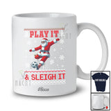 Personalized Custom Name Play It Sleigh It; Joyful Christmas Sweater Santa Soccer Player T-Shirt