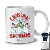 Personalized Custom Name Christmas With My Snowmies; Humor Christmas Three Snowman T-Shirt