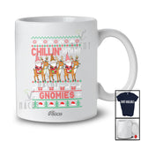 Personalized Custom Name Chillin' With Gnomies; Lovely Christmas Sweater Gnomes On Reindeer T-Shirt