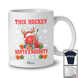 Personalized Custom Name Hockey Team On Santa's Naughty List; Joyful Christmas Player T-Shirt