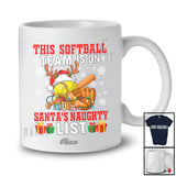 Personalized Custom Name Softball Team On Santa's Naughty List; Joyful Christmas Player T-Shirt