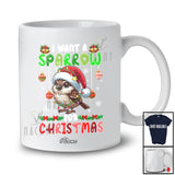 Personalized Custom Name I Want A Sparrow For Christmas; Lovely Santa Bird X-mas Lights T-Shirt