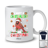 Personalized Custom Name I Want A Cardinal Bird For Christmas; Lovely Santa Bird X-mas Lights T-Shirt