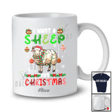 Personalized Custom Name I Want A Sheep For Christmas; Lovely Santa Animal Farmer T-Shirt