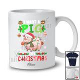 Personalized Custom Name I Want A Pig For Christmas; Lovely Santa Animal Farmer T-Shirt