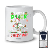 Personalized Custom Name I Want A Duck For Christmas; Lovely Santa Animal Farmer T-Shirt