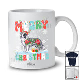 Personalized Custom Name Merry Christmas; Lovely Border Collie Poinsettia Flowers Groovy T-Shirt
