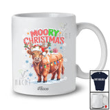Personalized Custom Name Moory Christmas; Lovely Santa Reindeer Scottish Highland Cow T-Shirt