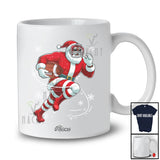 Personalized Custom Name Black African Santa Playing Football; Joyful Christmas Afro Player T-Shirt