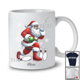 Personalized Custom Name Black African Santa Playing Bowling; Joyful Christmas Afro Player T-Shirt