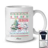 Personalized Custom Name Jesus Merry Christmas; Lovely X-mas Sweater Three Snowman; Family T-Shirt