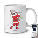 Personalized Custom Name Black African Santa Playing Tennis; Joyful Christmas Afro Player T-Shirt