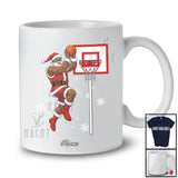 Personalized Custom Name Black African Santa Playing Basketball; Joyful Christmas Afro Player T-Shirt