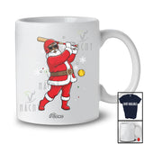 Personalized Custom Name Black African Santa Playing Softball; Joyful Christmas Afro Player T-Shirt