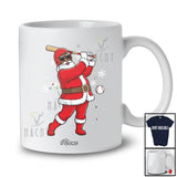 Personalized Custom Name Black African Santa Playing Baseball; Joyful Christmas Afro Player T-Shirt