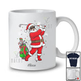 Personalized Custom Name Black African Santa Playing Golf; Joyful Christmas Afro Player T-Shirt