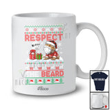 Personalized Custom Name Respect Beard; Joyful Christmas Sweater Plaid Bearded Dragon Santa T-Shirt