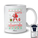 Personalized Custom Name They Are The Naughty Ones; Joyful Christmas Sweater Santa Dabbing T-Shirt