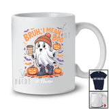 Personalized Custom Name Bruh I Mean Boo; Adorable Halloween Boo Ghost Drink Coffee; Family T-Shirt